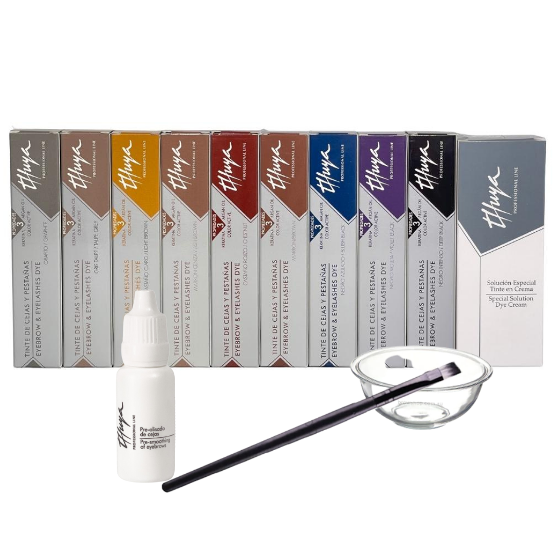 Thuya Eyelash & Eyebrow Dye Kit - All Shades + Pre Smoothing Solution & Developer