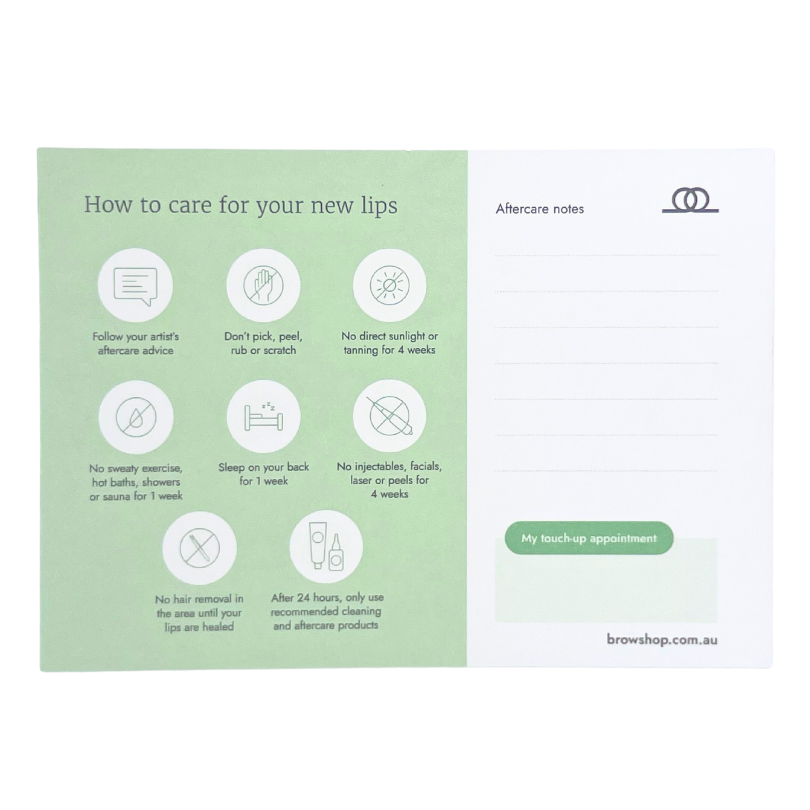 Browshop Client Lip Aftercare Cards (25 pack)