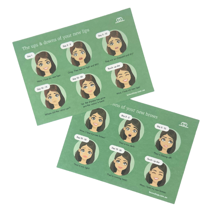 Browshop Client Brow and Lip Aftercare Cards (25pk of each)