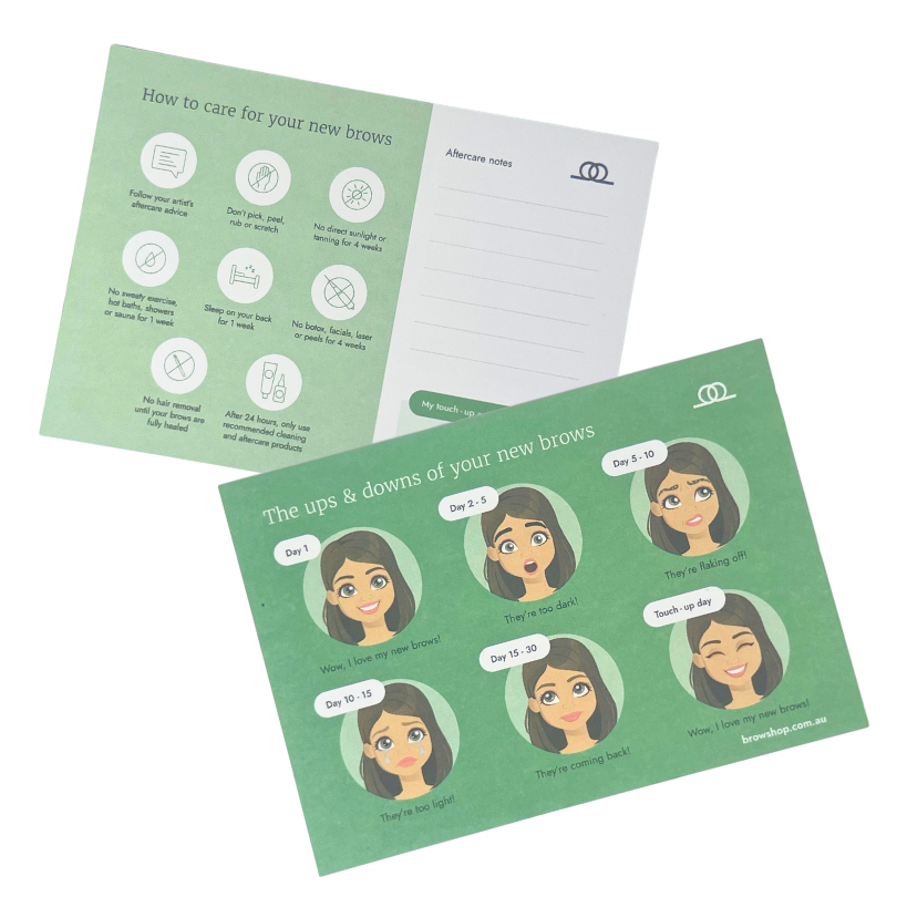 Browshop Client Brow and Lip Aftercare Cards (25pk of each)