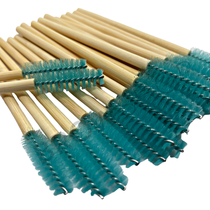 Eco-Friendly Bamboo Mascara Wands/Spoolies - Teal (50/500pcs)