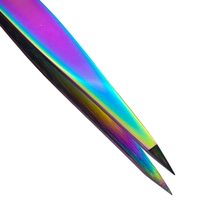 Browshop Professional Tweezer - Fine Point Holographic Rainbow