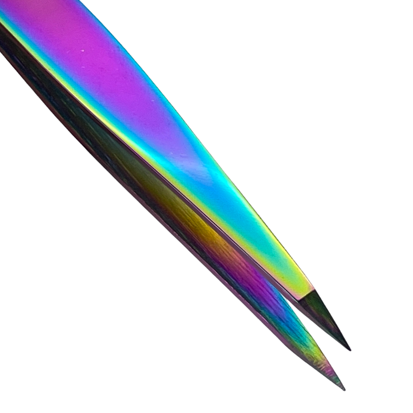 Browshop Professional Tweezer - Fine Point Holographic Rainbow