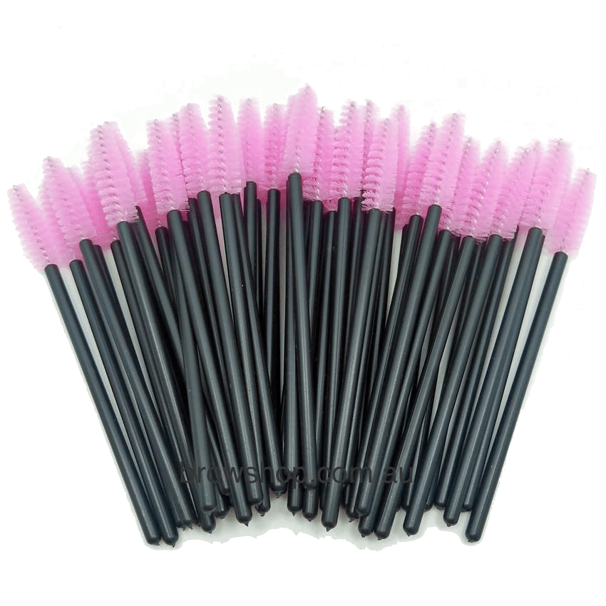 Disposable Mascara Wands/Spoolies - Choose your Colour (50 pcs) AE Black &amp; Baby Pink Microblading Cosmetic Tattoo SPMU PMU